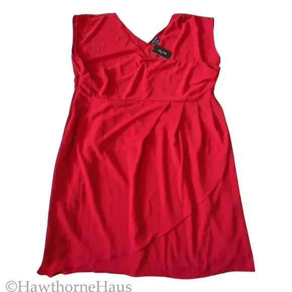 CITY CHIC NWT Faux Wrap Surplice Sheath Dress Size 24 XXL Lust Red V-Neck - Picture 3 of 12